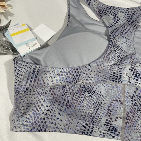 NWT Zella‎ [ XL ] Live In Racerback Bra in Blue Celestial Serpent Print - Picture 9 of 12